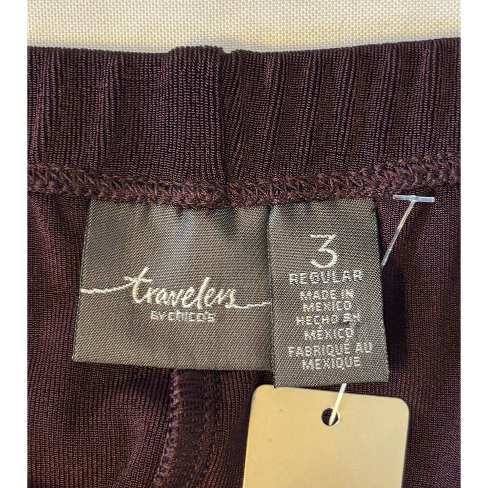 CHICO'S Travelers Dark Mulberry No Tummy Pant 3/XL Pull On Straight Leg Comfort - Picture 2 of 11